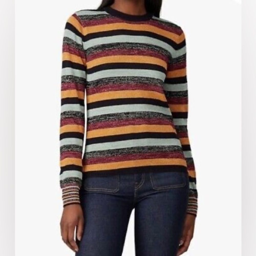 Scotch & Soda Multicolor Stripe Sheer Metallic Long Sleeve Sweater Womens XS